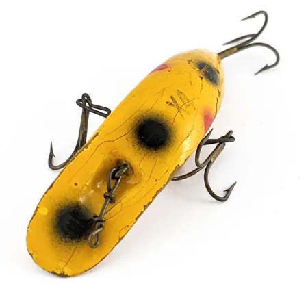 Vintage Helin Tackle Helen Flatfish X4, 1/8oz yellow fishing lure #21911
