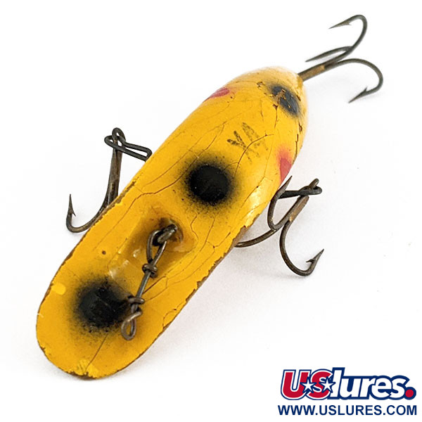 Vintage  Helin Tackle Helen Flatfish X4, 1/8oz yellow fishing lure #21911