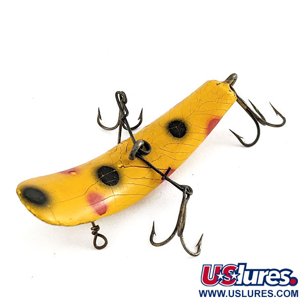 Vintage  Helin Tackle Helen Flatfish X4, 1/8oz yellow fishing lure #21911