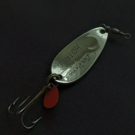Vintage Les Davis Hotrod, 1/4oz nickel/red fishing spoon #21929
