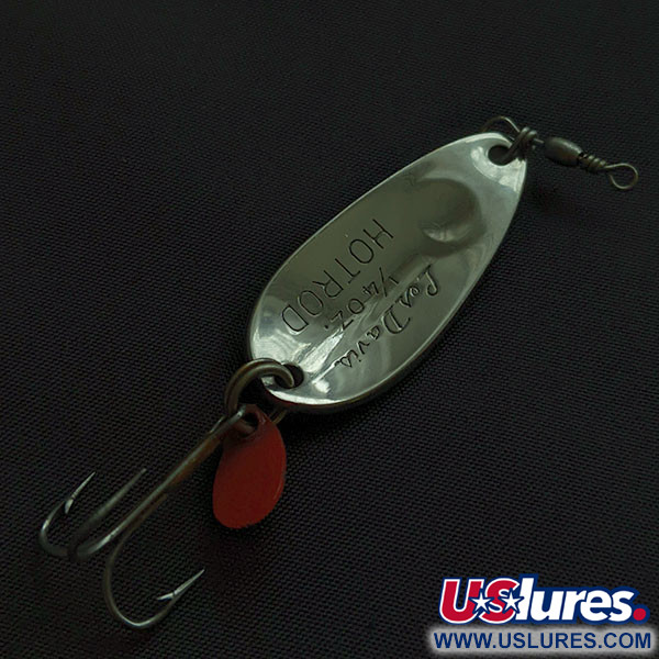 Vintage   Les Davis Hotrod, 1/4oz nickel/red fishing spoon #21929