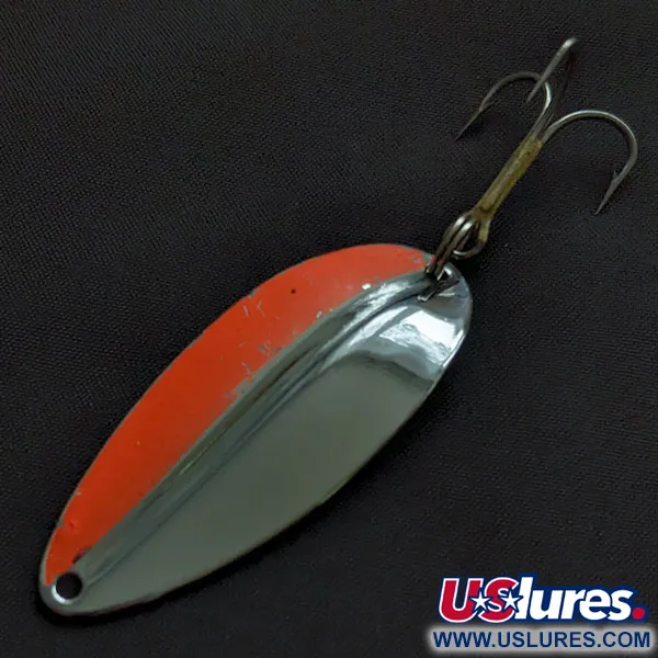 Vintage TODDCO Main Liner, 2/5oz nickel/orange fishing spoon #21933