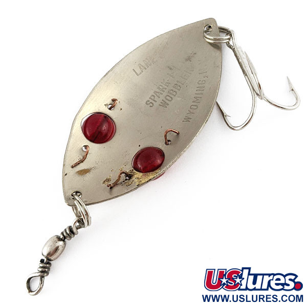 Vintage  Lanes Tackle & Bait Lane's Spark-L-Eye, 3/4oz nickel/red eyes fishing spoon #21950