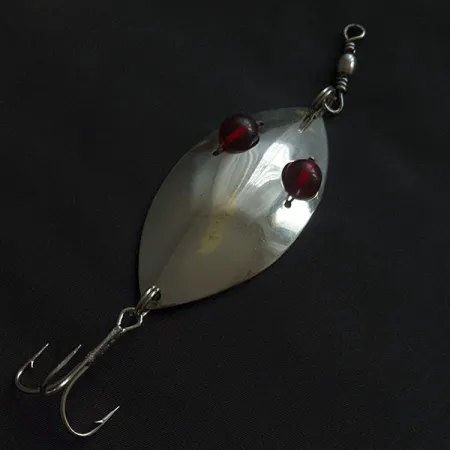 Vintage Lanes Tackle & Bait Lane's Spark-L-Eye, 3/4oz nickel/red eyes fishing spoon #21950