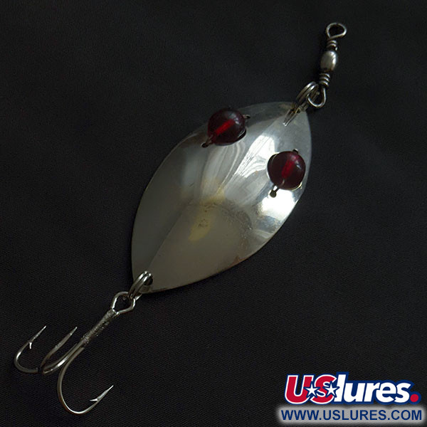 Vintage  Lanes Tackle & Bait Lane's Spark-L-Eye, 3/4oz nickel/red eyes fishing spoon #21950