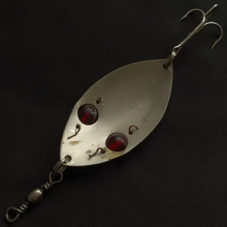 Vintage Lanes Tackle & Bait Lane's Spark-L-Eye, 3/4oz nickel/red eyes fishing spoon #21950