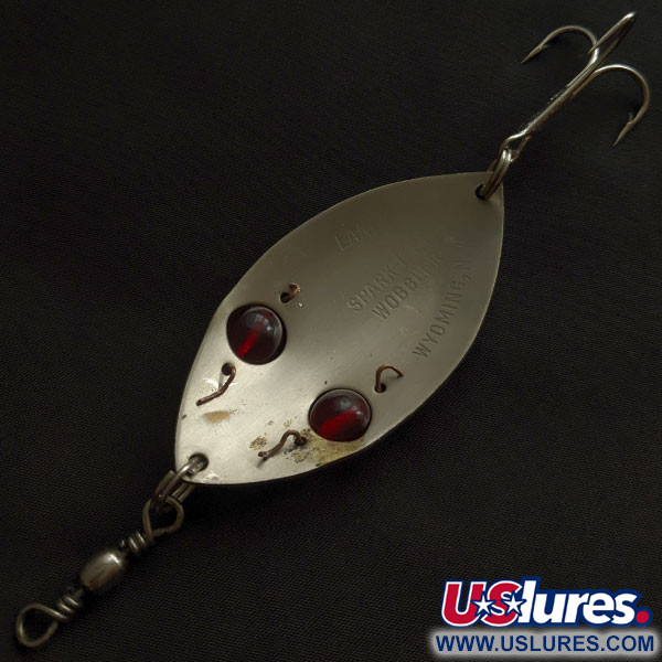 Vintage  Lanes Tackle & Bait Lane's Spark-L-Eye, 3/4oz nickel/red eyes fishing spoon #21950