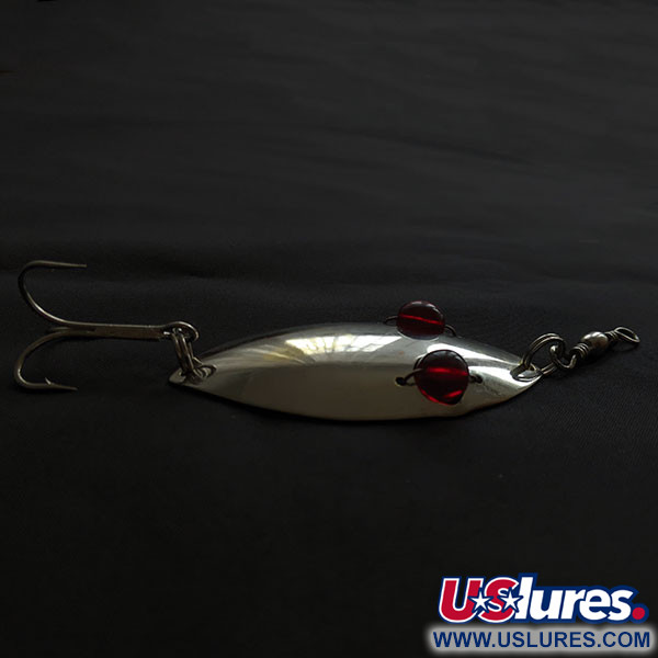 Vintage  Lanes Tackle & Bait Lane's Spark-L-Eye, 3/4oz nickel/red eyes fishing spoon #21950