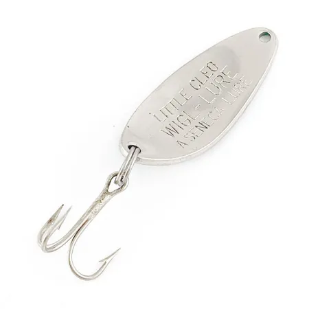 Vintage Seneca Little Cleo, 1/4oz nickel/green fishing spoon #21959
