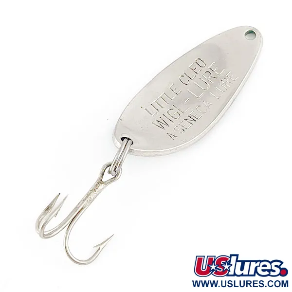 Vintage Seneca Little Cleo, 1/4oz nickel/green fishing spoon #21959