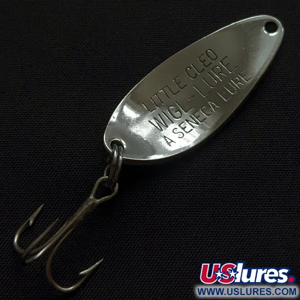 Vintage Seneca Little Cleo, 1/4oz nickel/green fishing spoon #21959