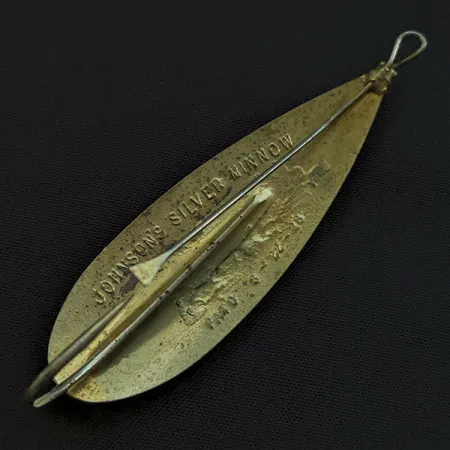Vintage Johnson Silver Minnow, 2/5oz silver/gold fishing spoon #21973