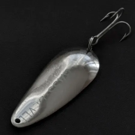Vintage Eppinger Dardevle Bass-Devle, 2/5oz nickel fishing spoon #21991