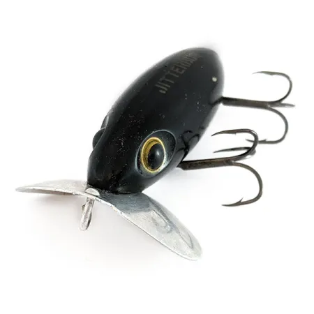 Vintage Fred Arbogast Jitterbug Early Bug Eye​ (1960s)​, 1/2oz black fishing lure #22014