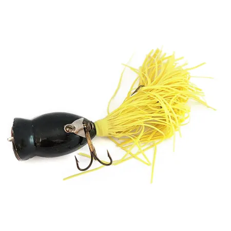 Vintage Fred Arbogast Hula Popper, 1/4oz black fishing lure #22016