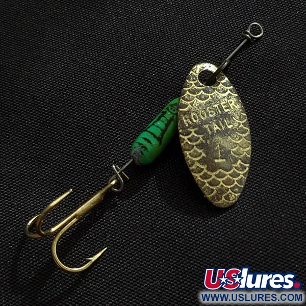 Vintage Yakima Bait Worden’s Original Rooster Tail 1, 3/32oz brass spinning lure #22019