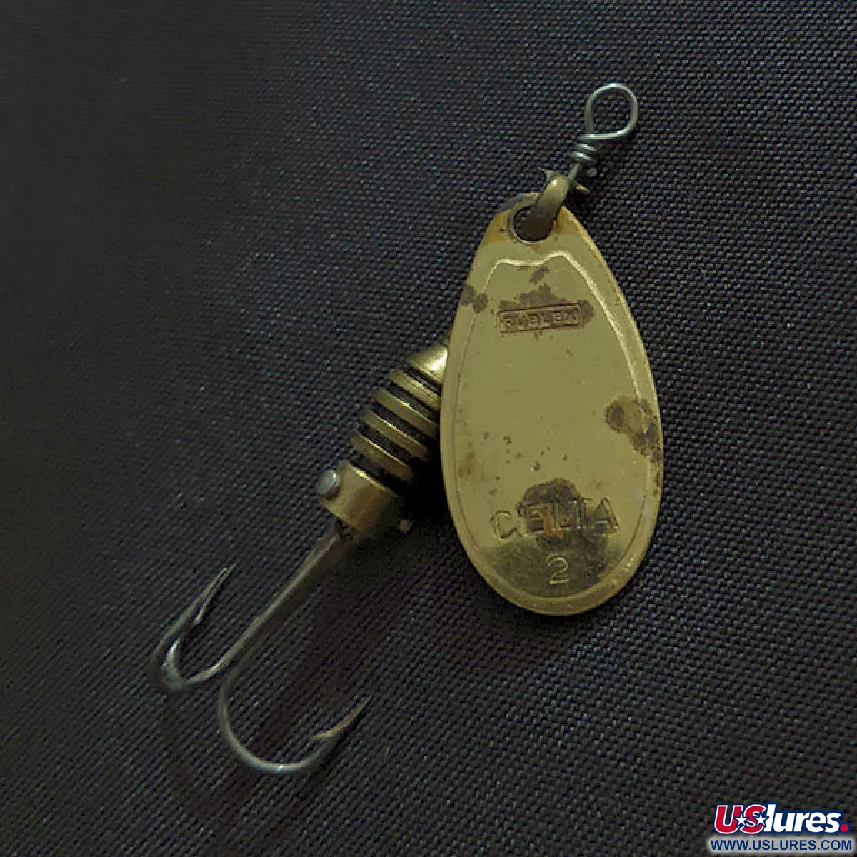celta fishing lures Vintage Rublex Celta 2, 1 1/4oz gold spinning lure #22020