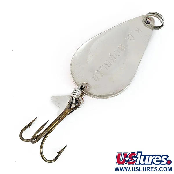 Vintage  Acme K.O. Wobbler, 1/2oz nickel/orange fishing spoon #22021