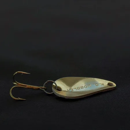 Vintage Acme K.O. Wobbler, 1/8oz black/white/gold fishing spoon #22047
