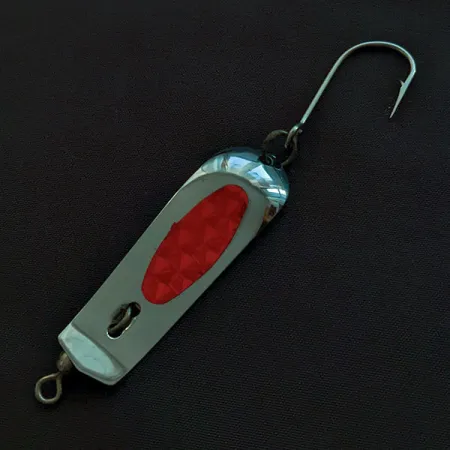 Vintage Vintage Les Davis  Pt Defiance Fishing Spoon, 3/16oz nickel/red fishing spoon #22056