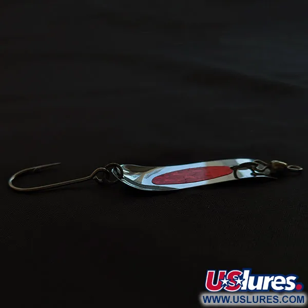Vintage   Vintage Les Davis  Pt Defiance Fishing Spoon, 3/16oz nickel/red fishing spoon #22056