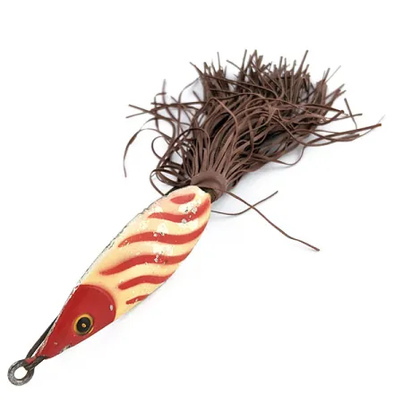 Vintage Fred Arbogast #3 Hawaiian, 3/5oz silver/red fishing spoon #22097