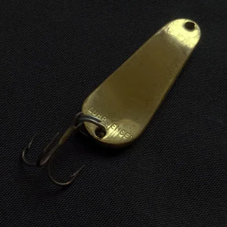 Vintage Luhr Jensen Maisie, 1/4oz white/yellow/red/brass fishing spoon #22106