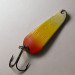 Vintage   Luhr Jensen Maisie, 1/4oz white/yellow/red/brass fishing spoon #22106