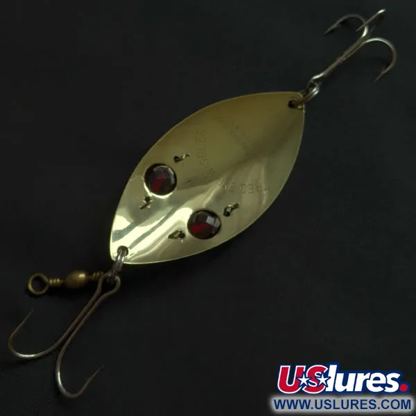 Vintage Hofschneider Red Eye Wiggler, 1oz gold fishing spoon #22123