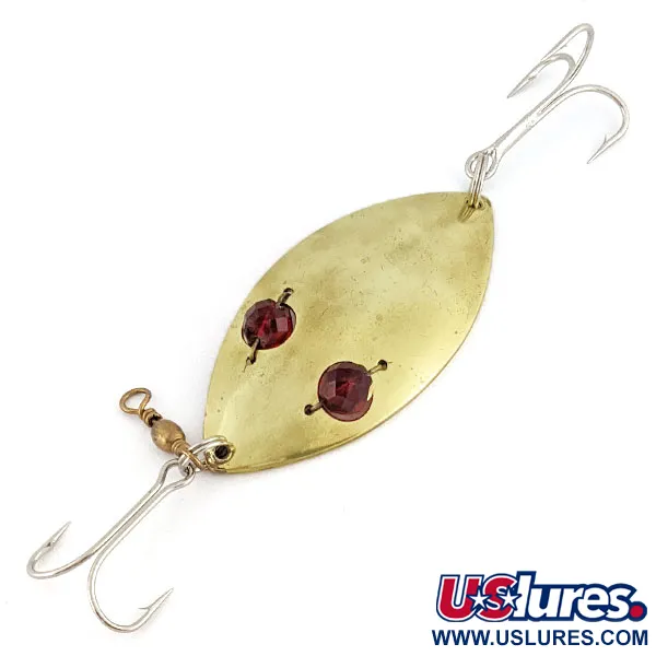 Vintage Hofschneider Red Eye Wiggler, 1oz gold fishing spoon #22123