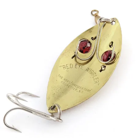 Vintage Hofschneider Red Eye Wiggler, 1oz gold fishing spoon #22123
