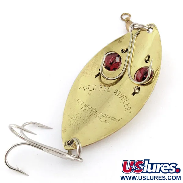 Vintage Hofschneider Red Eye Wiggler, 1oz gold fishing spoon #22123