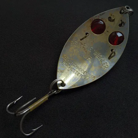 Vintage Hofschneider Red Eye Junior, 1/2oz gold/nickel/red eyes fishing spoon #22153