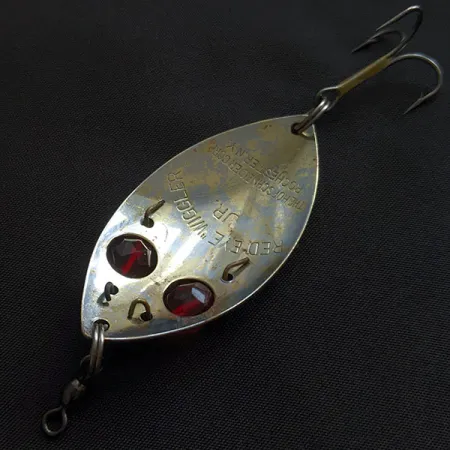 Vintage Hofschneider Red Eye Junior, 1/2oz gold/nickel/red eyes fishing spoon #22153