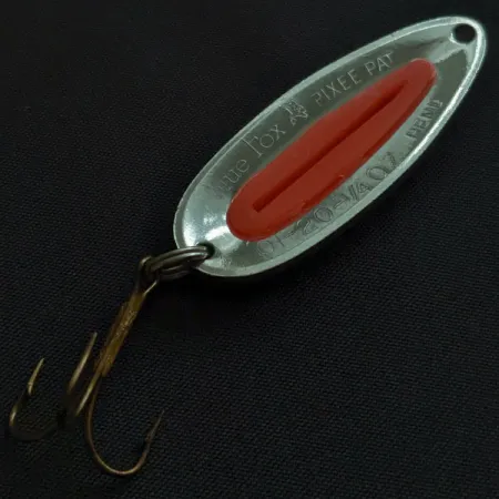Vintage Blue Fox Pixee UV, 1/4oz nickel/red UV fishing spoon #22158