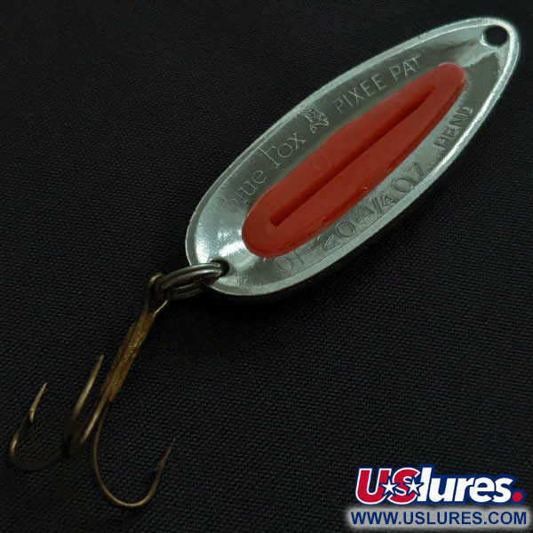 Vintage   Blue Fox Pixee UV, 1/4oz nickel/red UV fishing spoon #22158