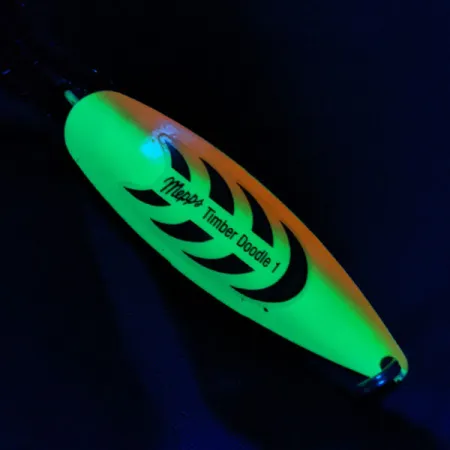 Vintage Mepps Timber Doodle 1, 2/5oz Fire Tiger fishing spoon #22159