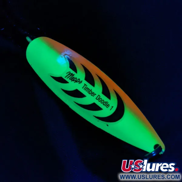 Vintage   Mepps Timber Doodle 1, 2/5oz Fire Tiger fishing spoon #22159