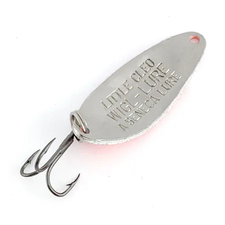Vintage Seneca Little Cleo, 1/4oz nickel/white/orange fishing spoon #22173