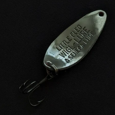 Vintage Seneca Little Cleo, 1/4oz nickel/white/orange fishing spoon #22173