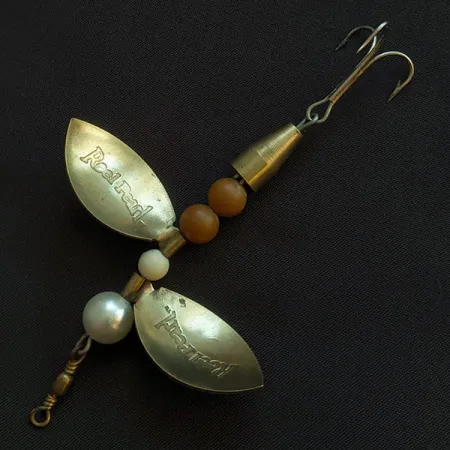 Vintage Reel Pearl, 2/5oz brass spinning lure #22185