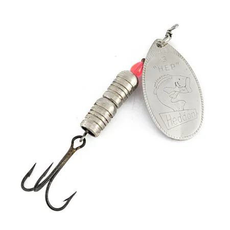 Vintage Heddon Hep 3, 1/4oz nickel spinning lure #22186