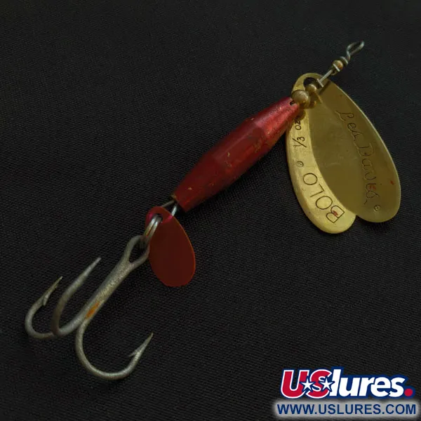 Vintage Les Davis Bolo, 1/3oz brass/red spinning lure #22188