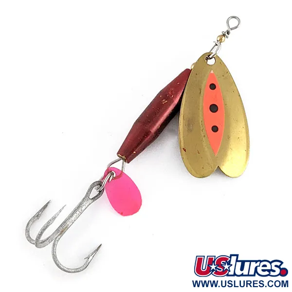 Vintage Les Davis Bolo, 1/3oz brass/red spinning lure #22188