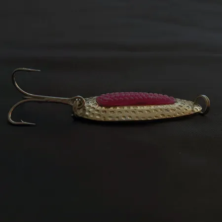Vintage Lure O Alaska, 3/4oz brass/raspberry fishing spoon #22189