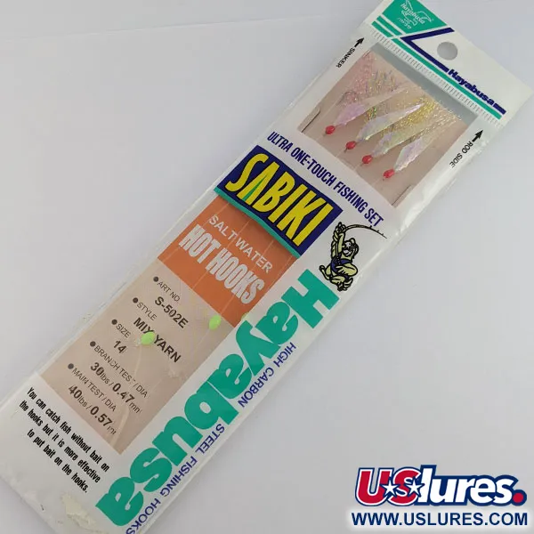 Hayabusa Sabiki S502-E  Saltwater Hot Hooks  (4 Hooks-40lb Main line-30lb Branch Line), fishing #22201