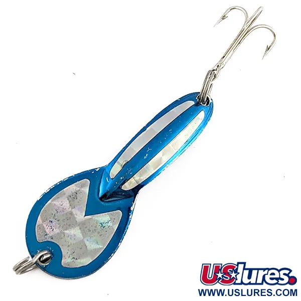 Vintage   Glen Evans Loco 2, 1/4oz nickel/blue fishing spoon #22222