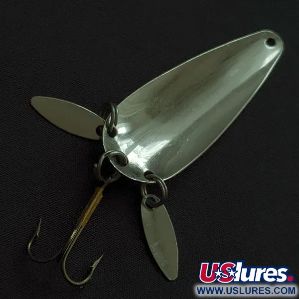 Vintage Luhr Jensen Rattlesnake, 2/5oz nickel/red fishing spoon #22274