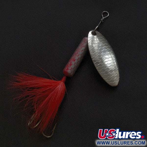 Vintage   Blue Fox Whip Tail, 1/3oz nickel/red spinning lure #22276