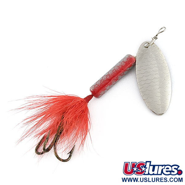 Vintage   Blue Fox Whip Tail, 1/3oz nickel/red spinning lure #22276